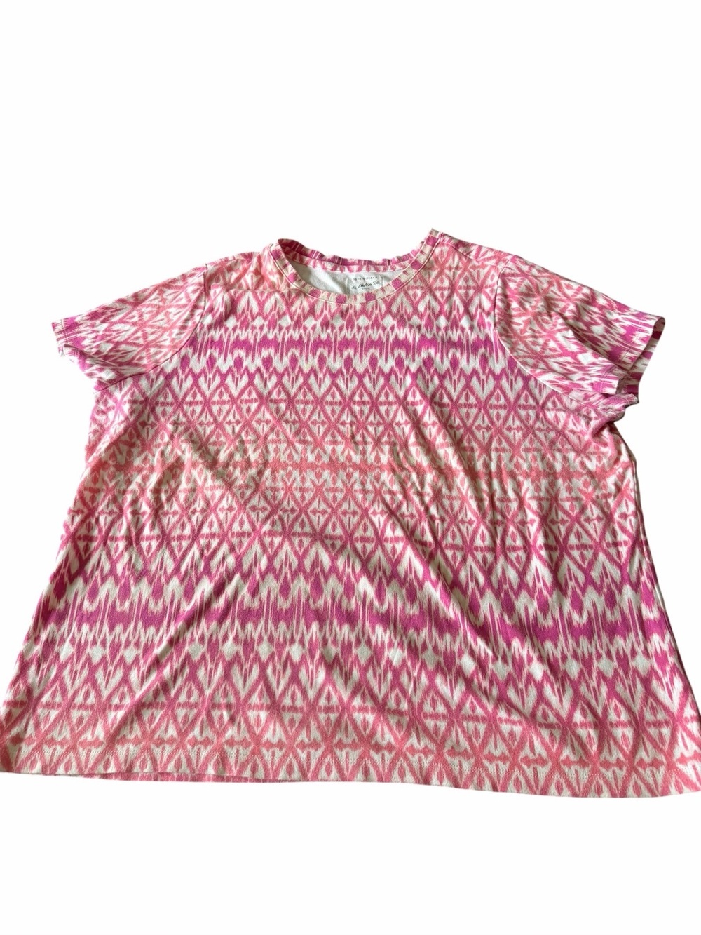 Studio works Women's Pink Patterned Short Sleeve Top